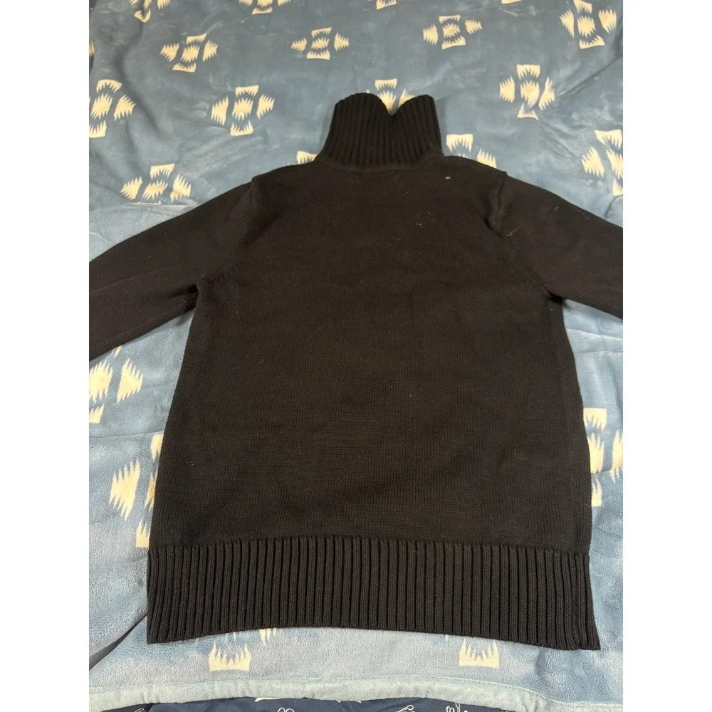 Lauren Ralph Lauren Mens Black Cotton Mock Neck Snap Pullover Sweater Medium